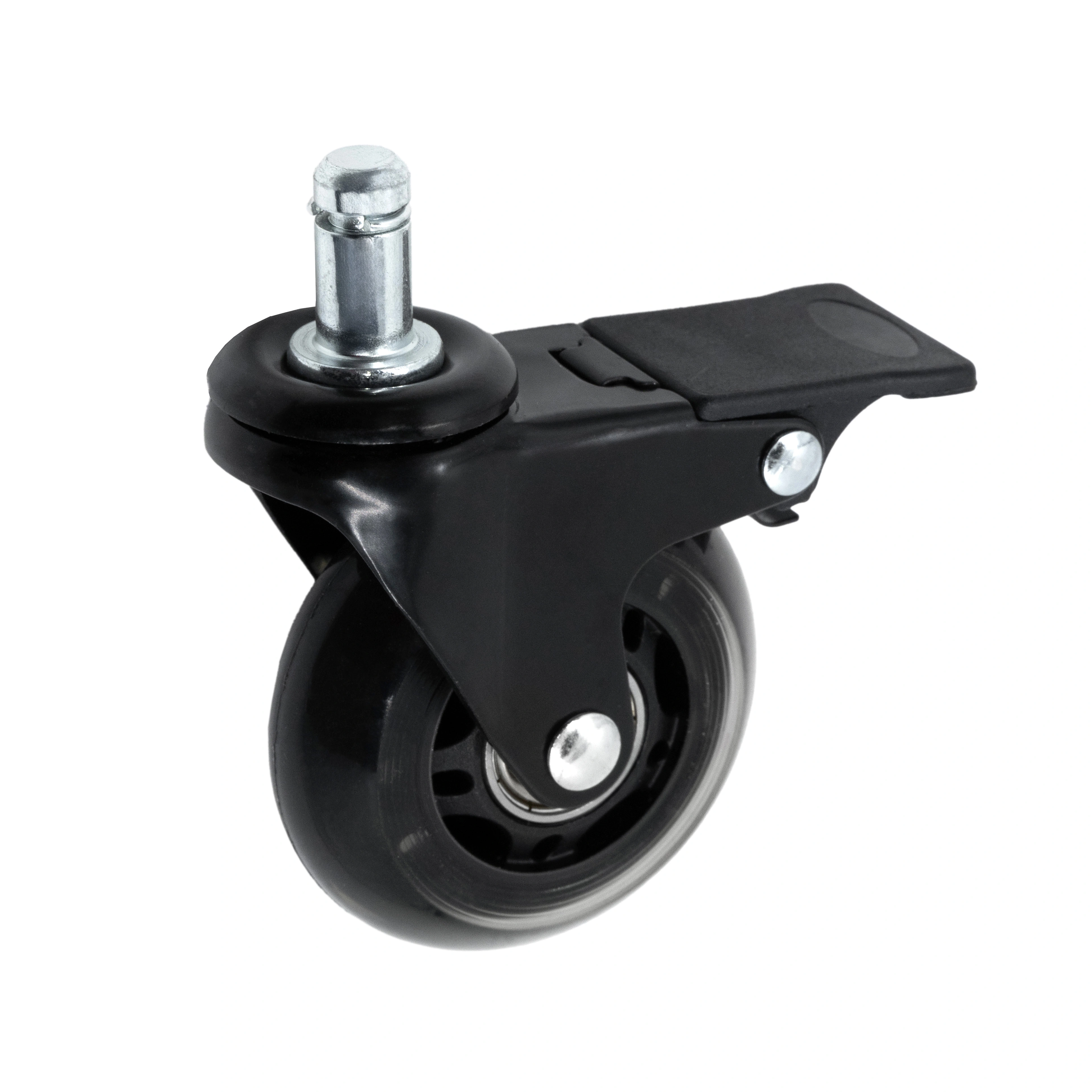 45065Thb - Мебельное силиконовое колесо 64 мм (штыревое крепл, тормоз, дв. шарик, мягкий полиуретан)