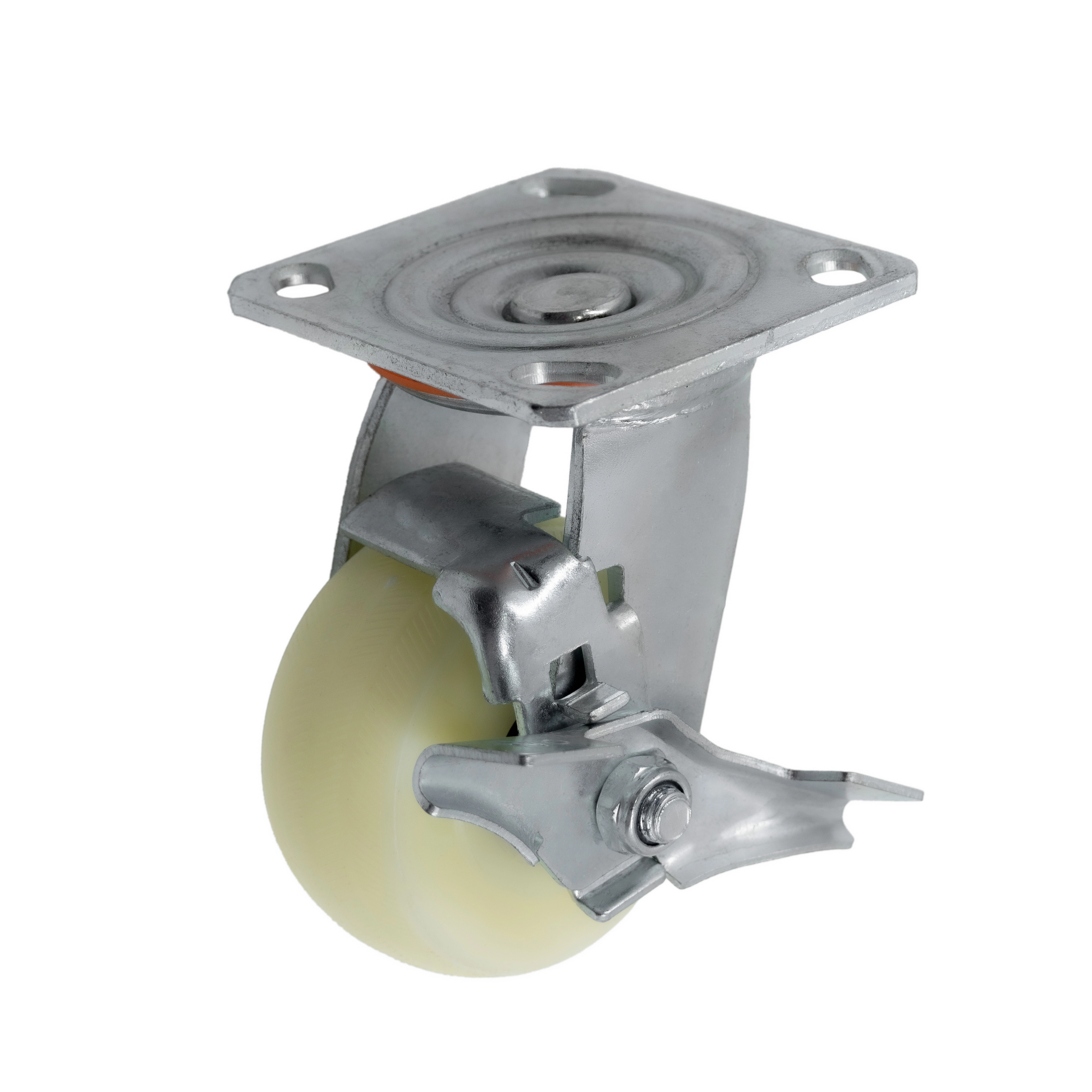 SCdbn 42 - Большегрузное нейлоновое колесо 100 мм (площадка, поворотн., тормоз, шарикоподш.)