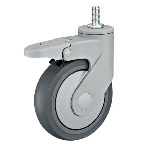 IMtgb 55(12) - Аппаратное колесо из термопластичной резины 125 мм(болт М12, торм, шарикоп, г/п100кг)